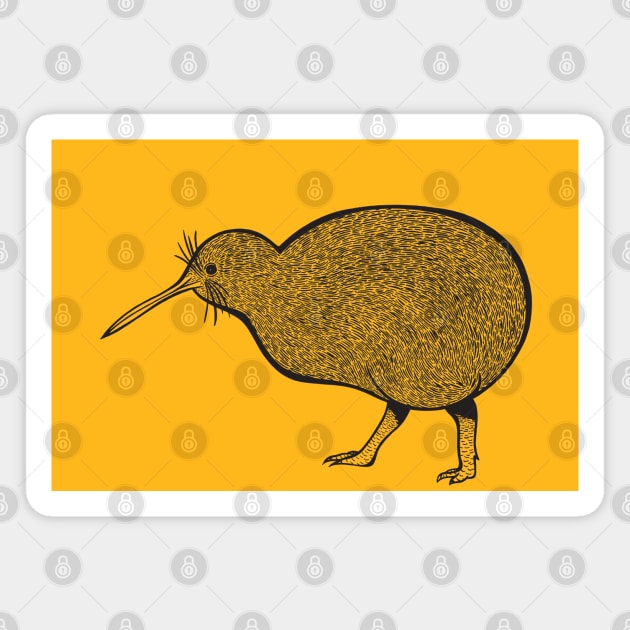 Kiwi Bird - detailed animal drawing Magnet by Green Paladin